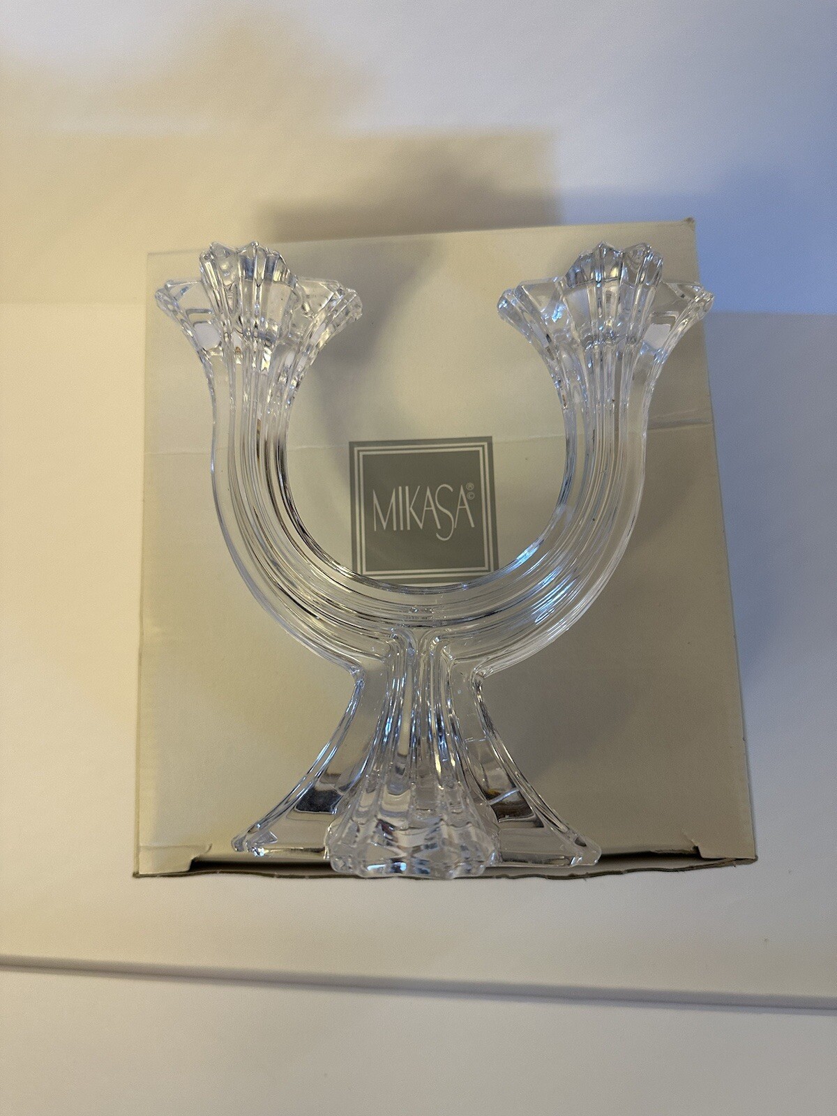 Mikasa Crystal Double Light Candle Holder With Box
