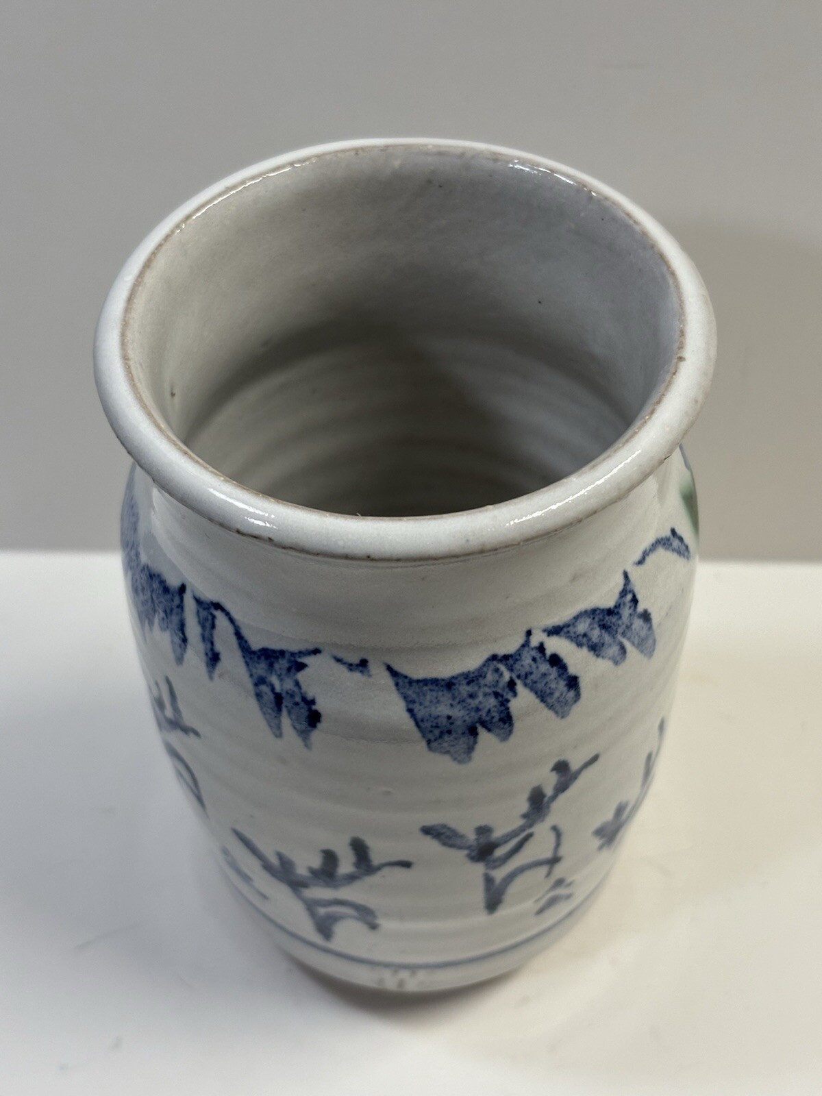 Art Pottery Glazed Vase Blue “Made In Montana” Stamped “W” 5.5”