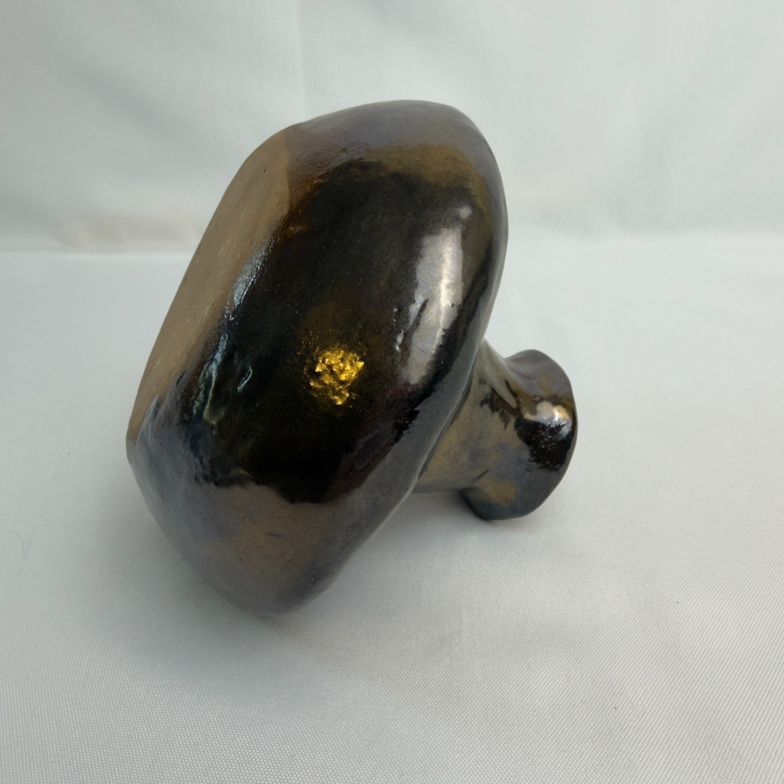 Studio Art Pottery Raku Fired Vase Iridescent Metallic Artist Signed Earth Tones