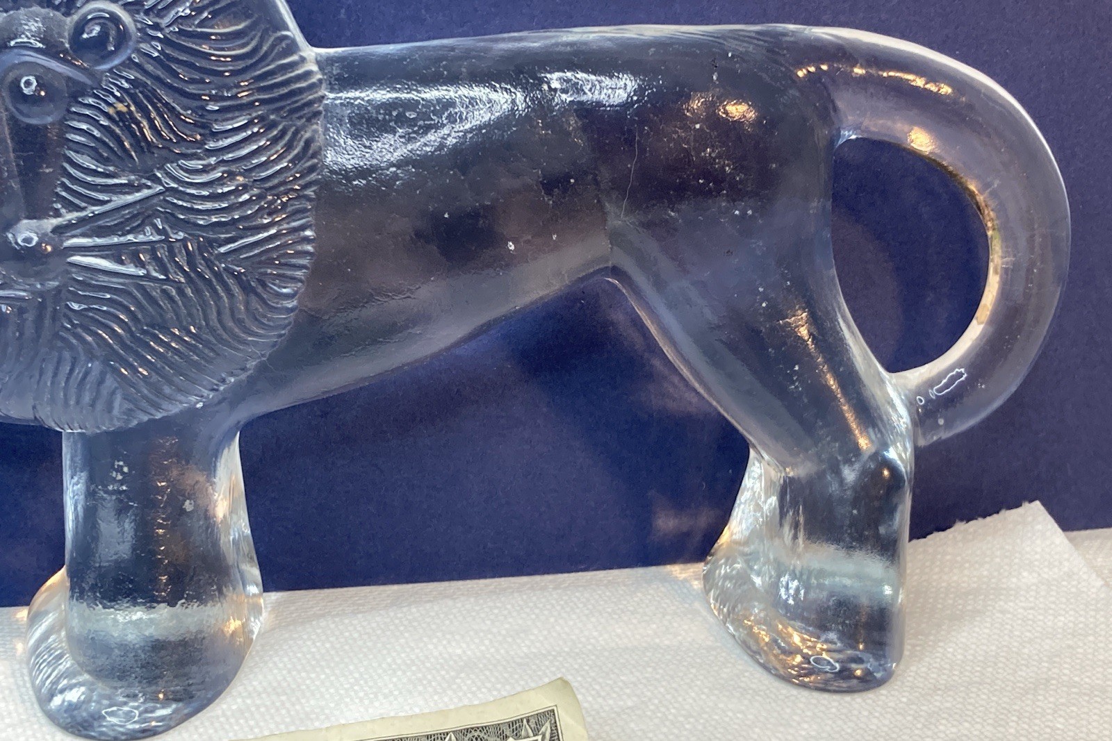 Kosta Boda 10 1/4” Long Glass LION Sculpture-Bertil Vallien-Boda Zoo Series Mint