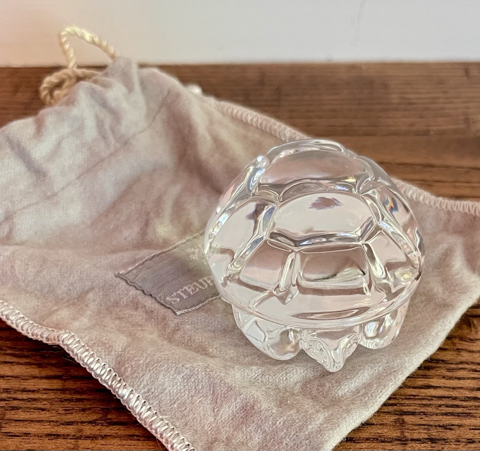 STEUBEN-Lloyd Atkins for Steuben Glass ‘Turtle’ Hand-Cooler #5514-Signed 1978