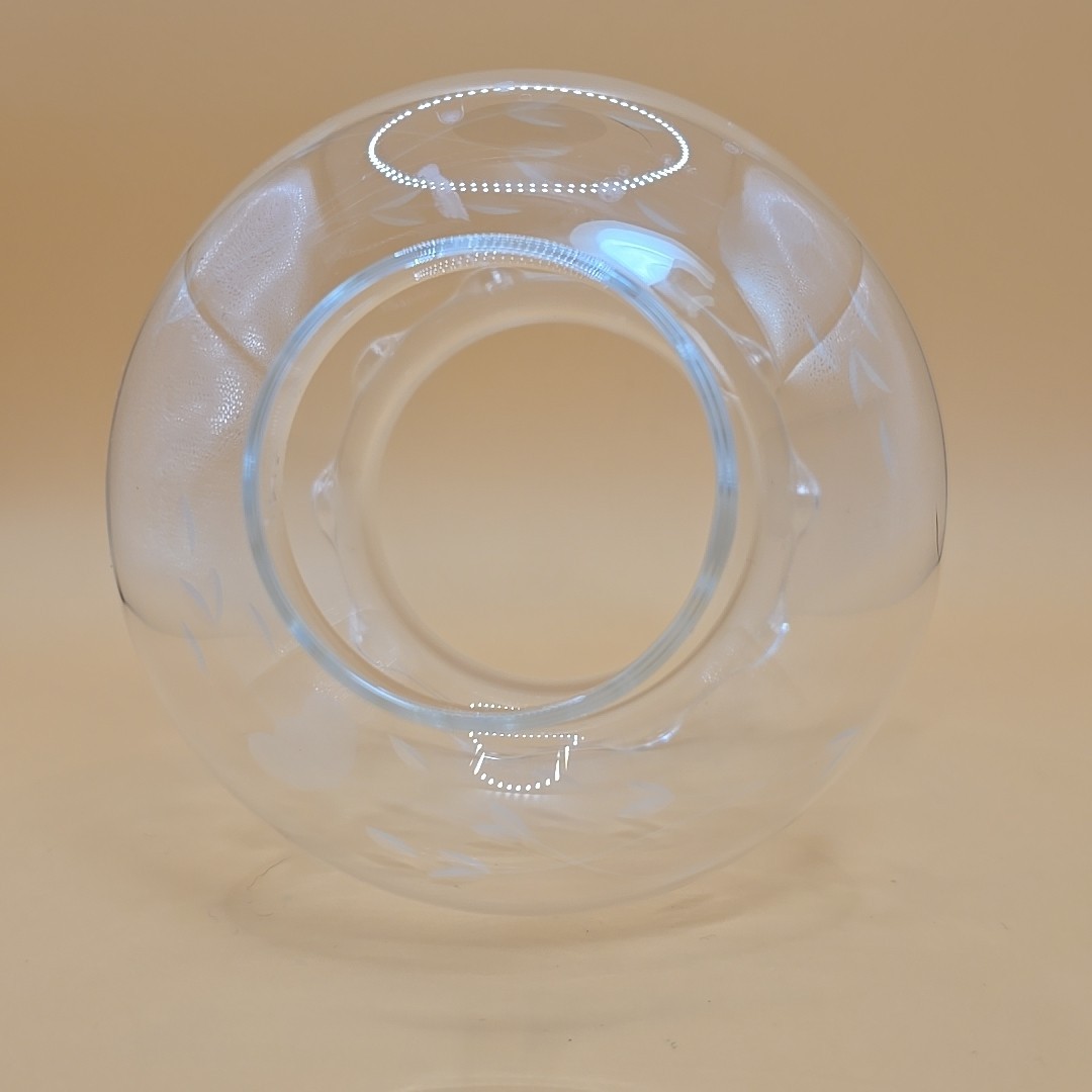 VTG Princess House Heritage Etched Crystal Two Piece Hurricane Candle Holder