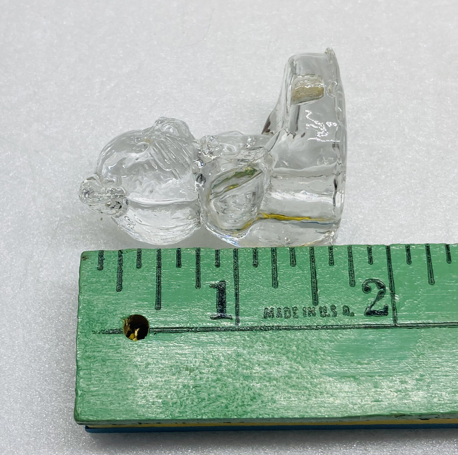 Vintage Crystal Glass Teddy Bear Candle Holder Mini 1.75” Unique Art Decor 3