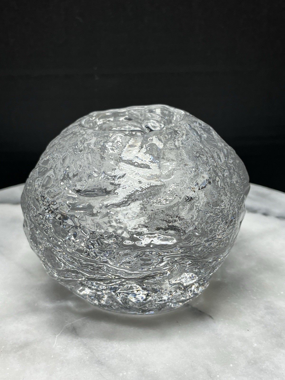 Kosta Boda Crystal 3.5″ Snowball Votive Tea Light Candle Holder Sweden MCM Vtg