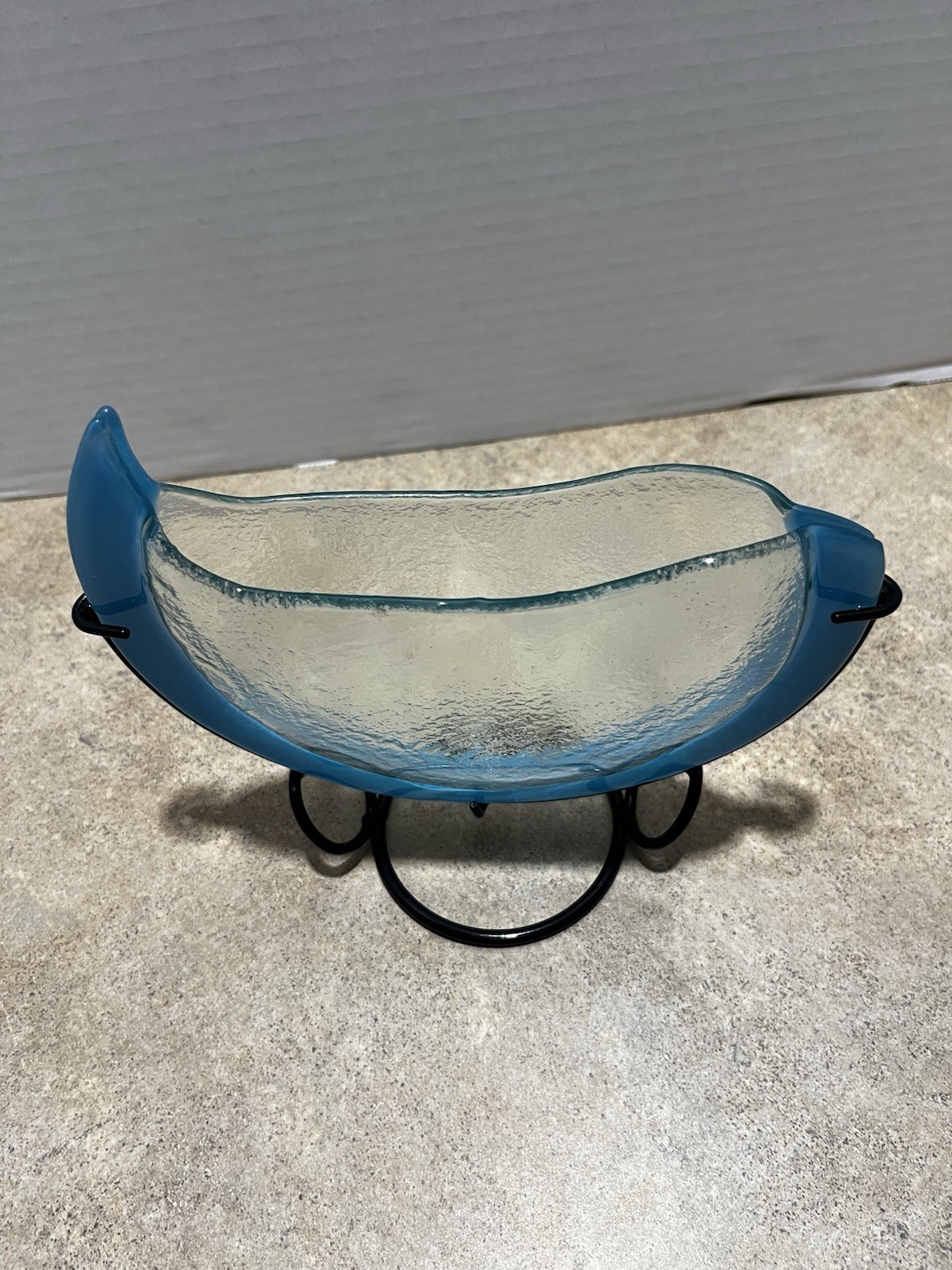 MCM Mark Hines Designer Style Standing Vase Crescent Half Moon Black Base Teal