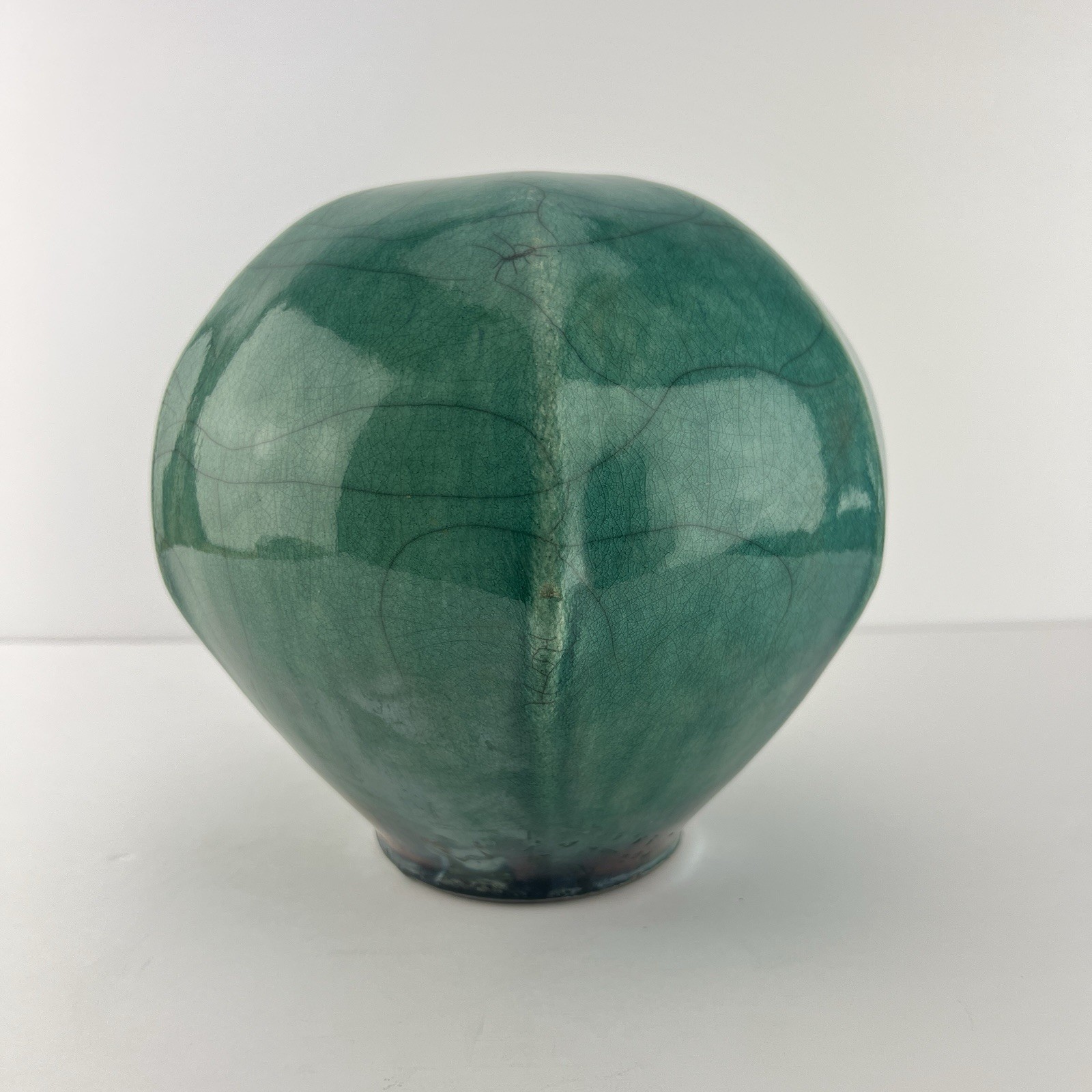 Vintage Joe Winter Raku Vase Teal Blue z3q