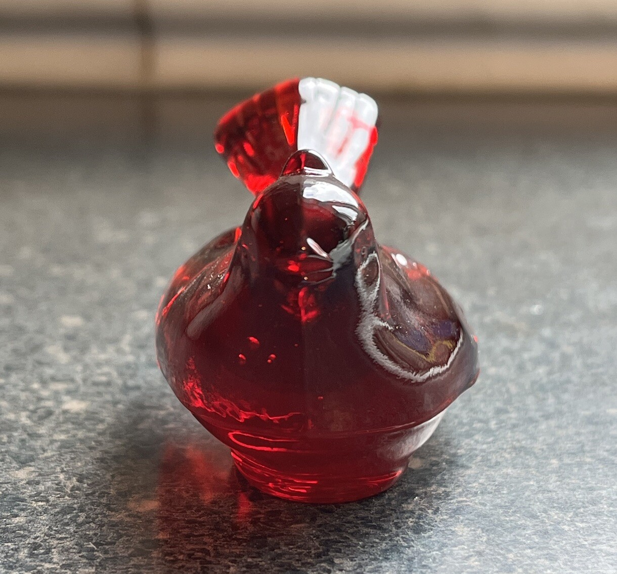 Mosser Glass – Red MINI Bird Shelf Sitter 3″ – Cute in a window sill