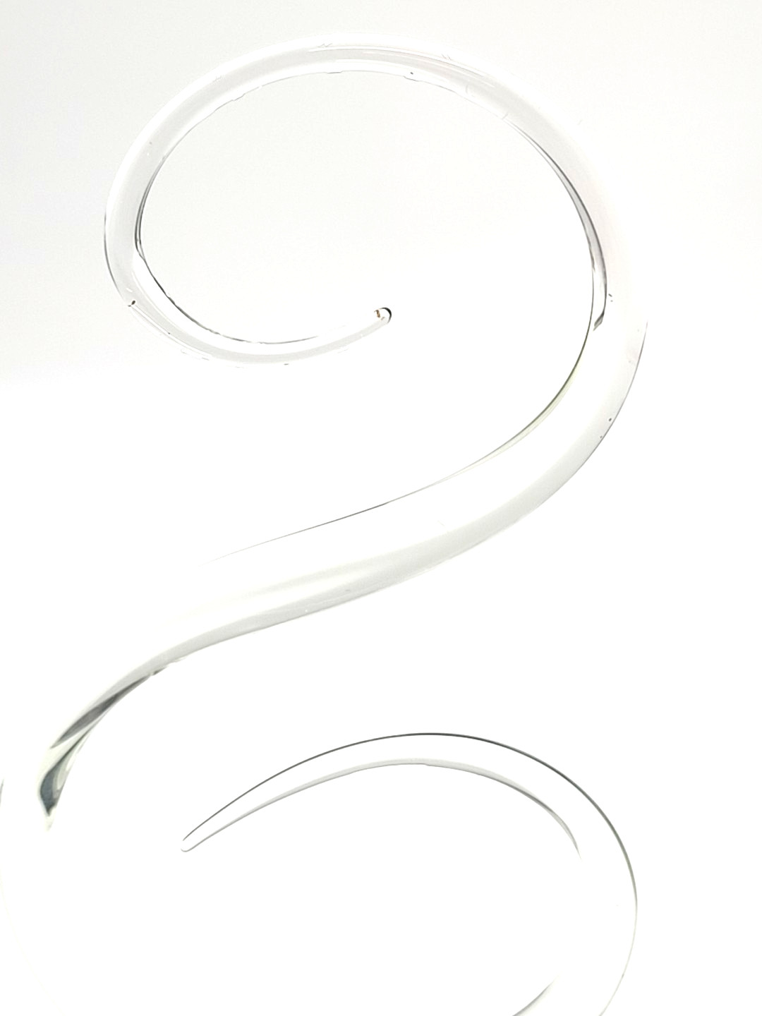 Modern Abstract Swirl Glass Sculpture On Black Base Acid Etched Signed Whitfield