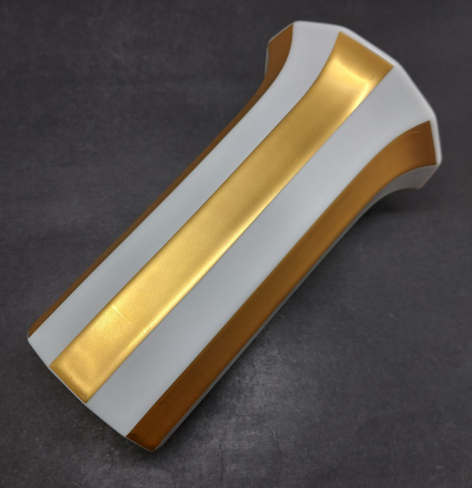 Tapio Wirkkala Rosenthal Studio-linie Polygon Porcelain Vase White & Gold 6”
