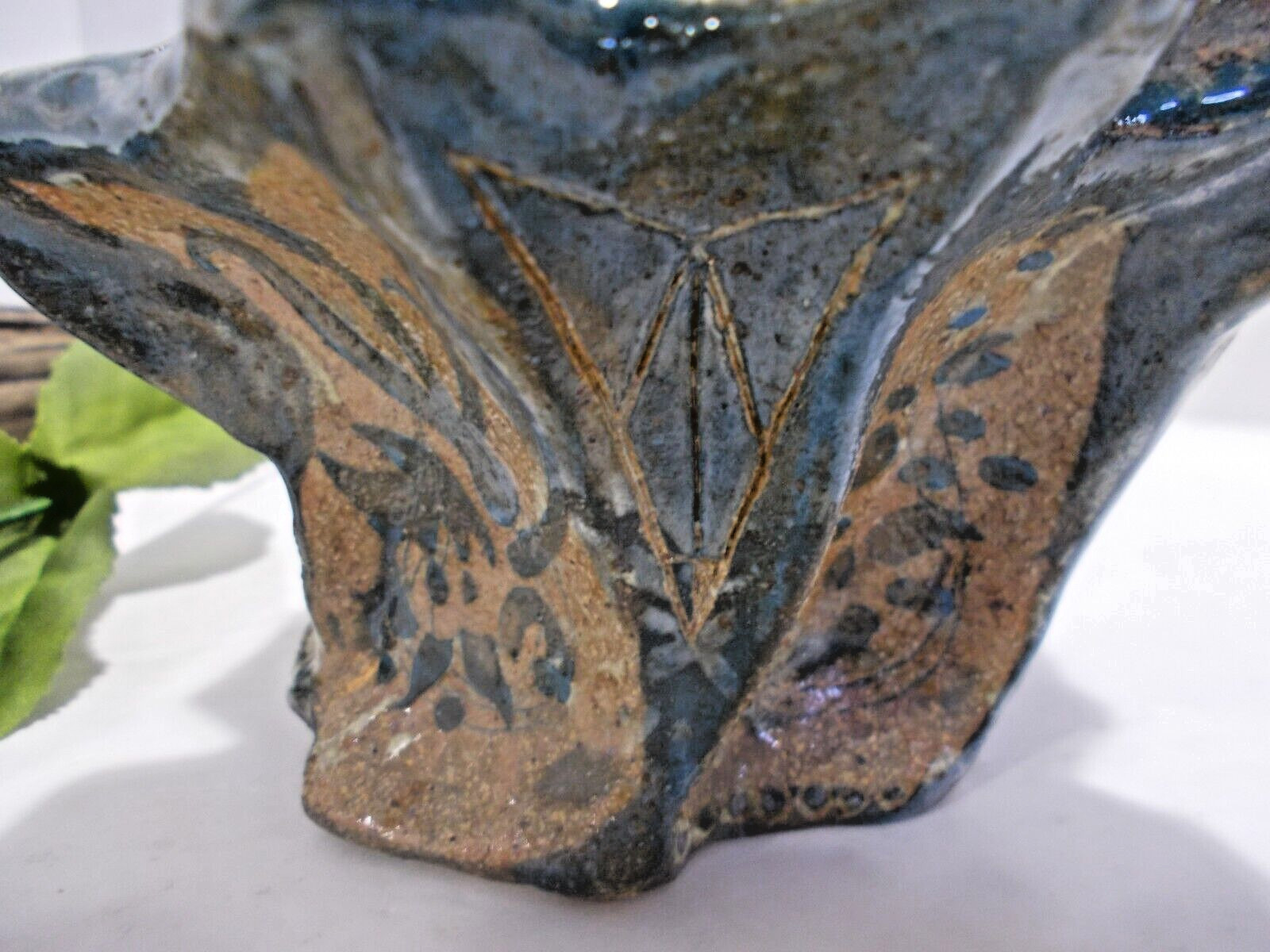 Artisan Made Arts and Crafts Pottery Small Vase w Flower Frog or Abstract Tree ?