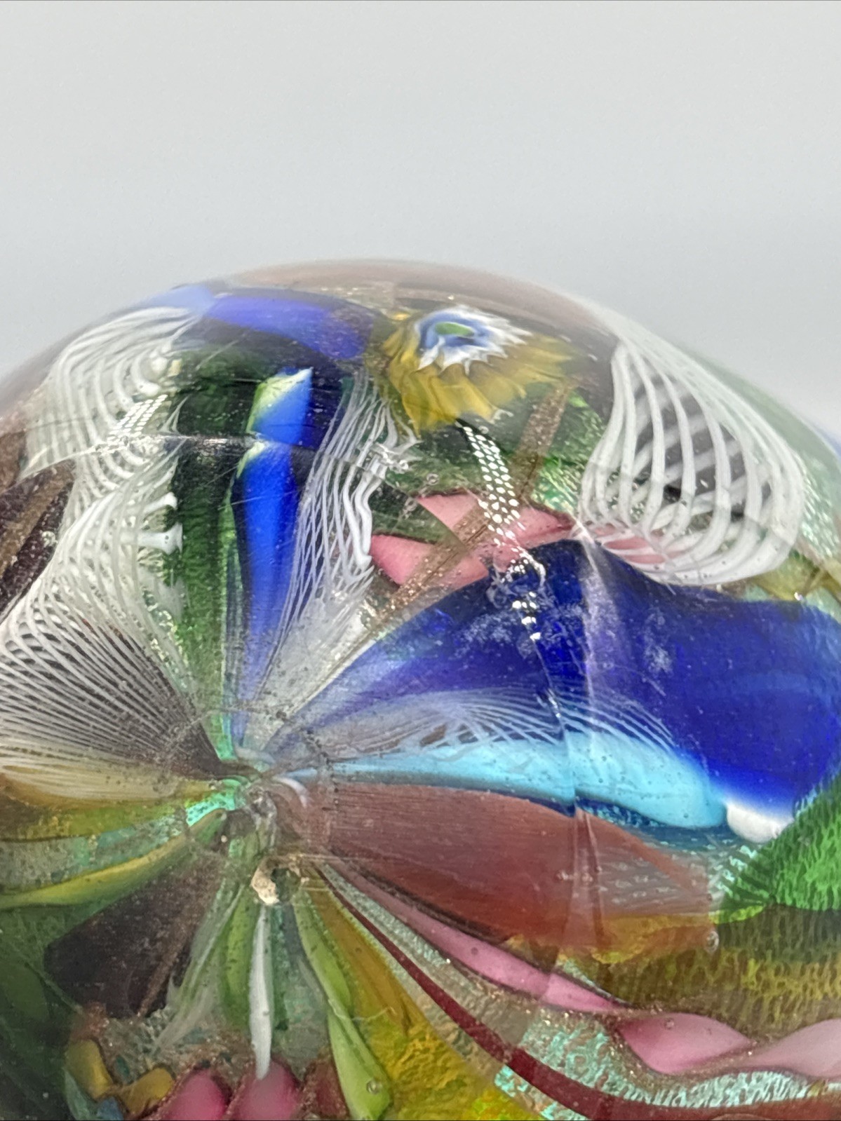 Murano Glass Small Vase “Tutti Frutti” Dino Martens 3-1/4” T. Triangular As Is