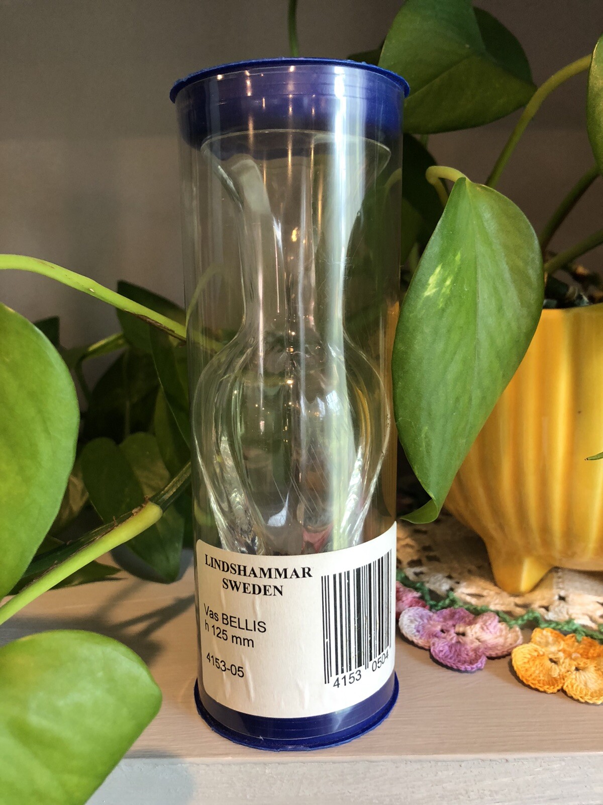 Lindshammar Sweden Clear Glass Bud Vase Vas Bellis