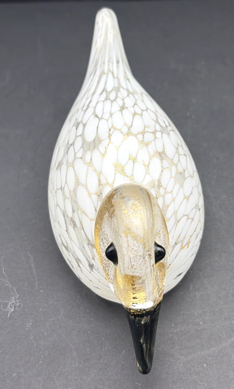 Vintage Murano Art Glass Duck Figurine Black and Gold Aventurine