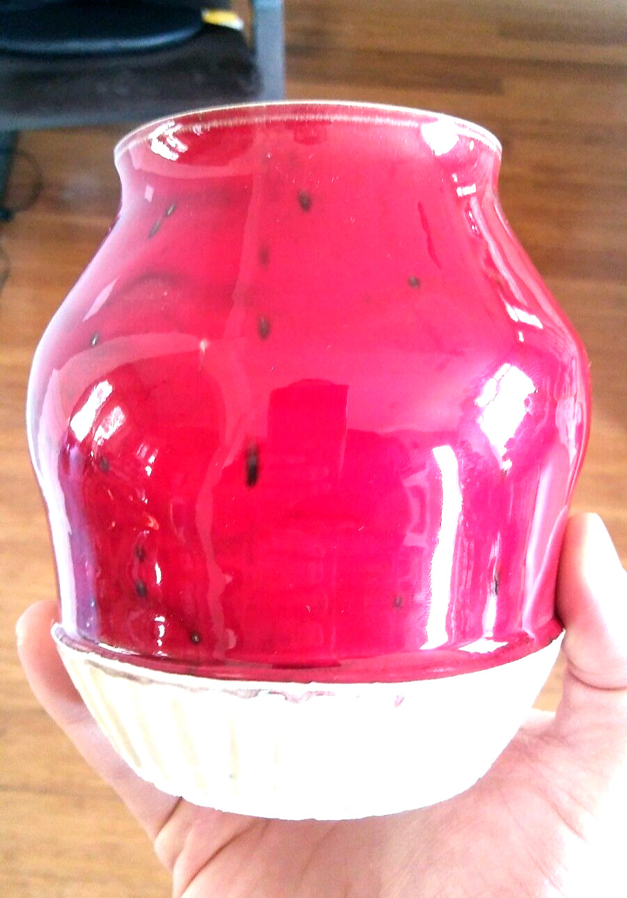 Handmade ceramic pottery Clay Foodsafe Red & white vase signed ccox Art New