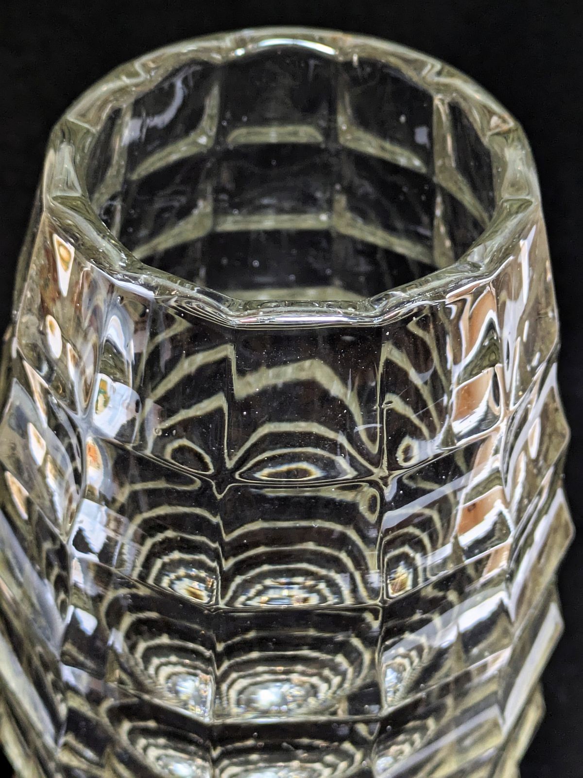 25 cm Bohemian / Austrian Clear Faceted Glass Vase — Josef Hoffmann
