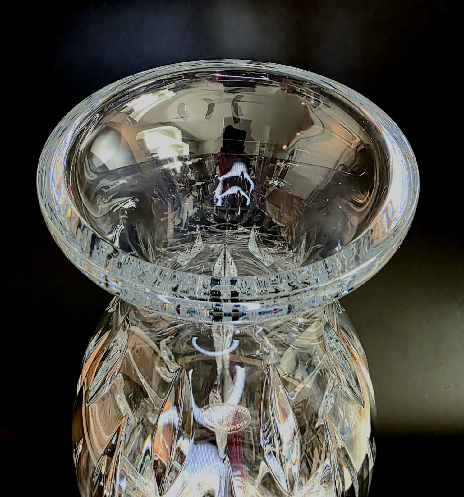(333) *MINT* XL 15″ Tall Vintage Cut Crystal Vase Made In SLOVENIA (10 Lbs)