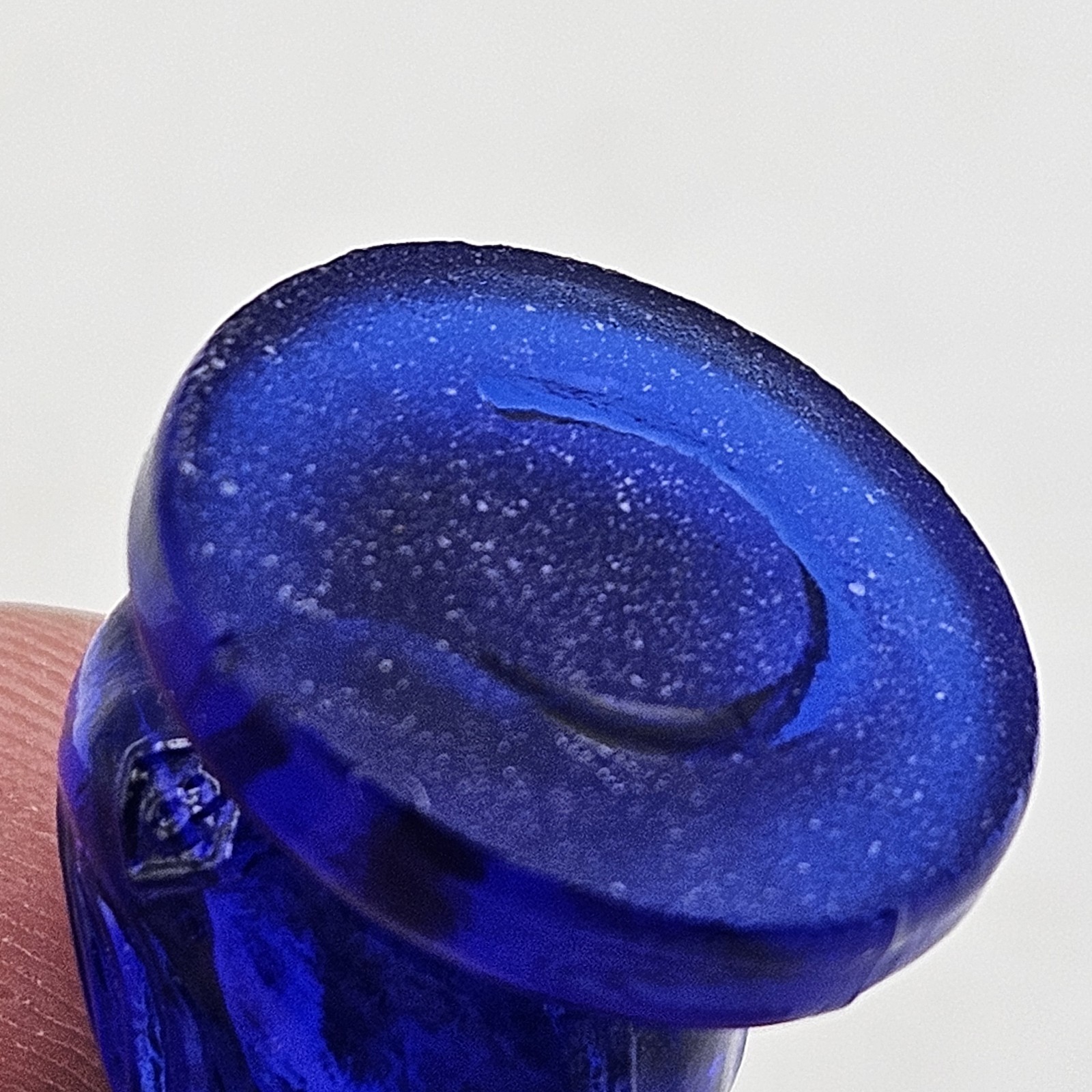 Boyds Glass ~ Debbie Duck Duckling ~ Cobalt Blue ~ Chip On Beak