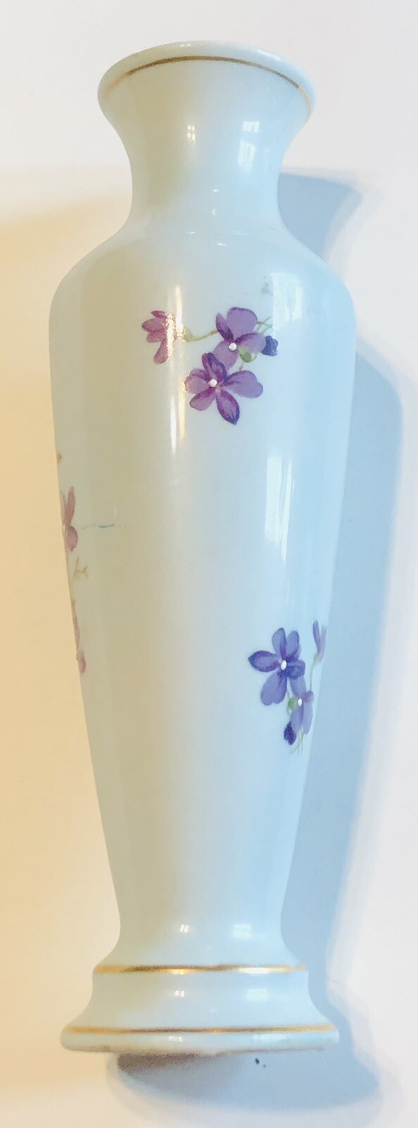 Norleans Violet Viola Flower Bud Vase 8″ Tall vtg Light Blue Purple Floral Japan
