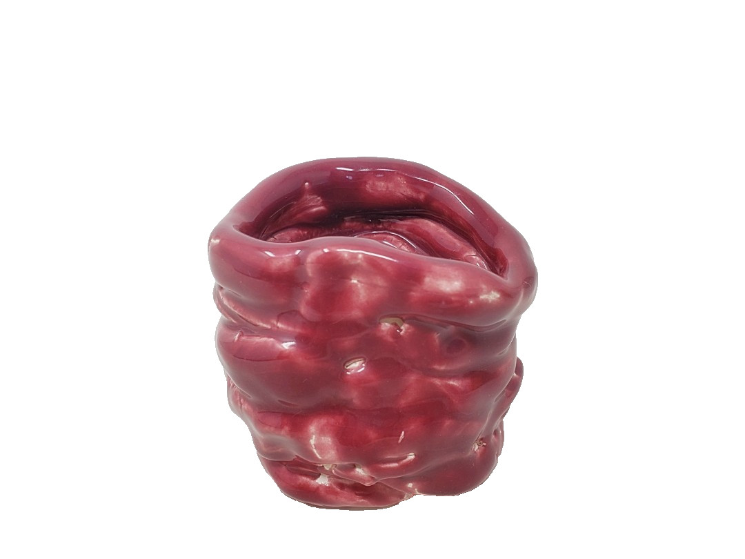 Coiled Pinch Cache Pot or Planter – Red Glaze – 2-3/4″ – for Succulents and More