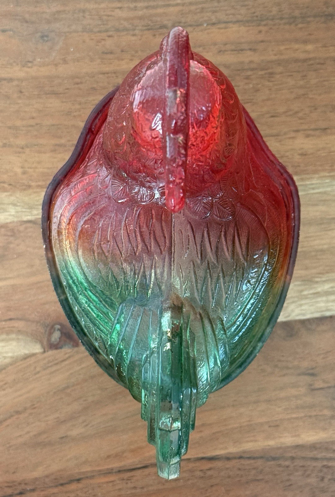 VINTAGE Tri Color RED,YELLOW & GREEN Rooster Trinket box 6.75″ tall HARD TO FIND