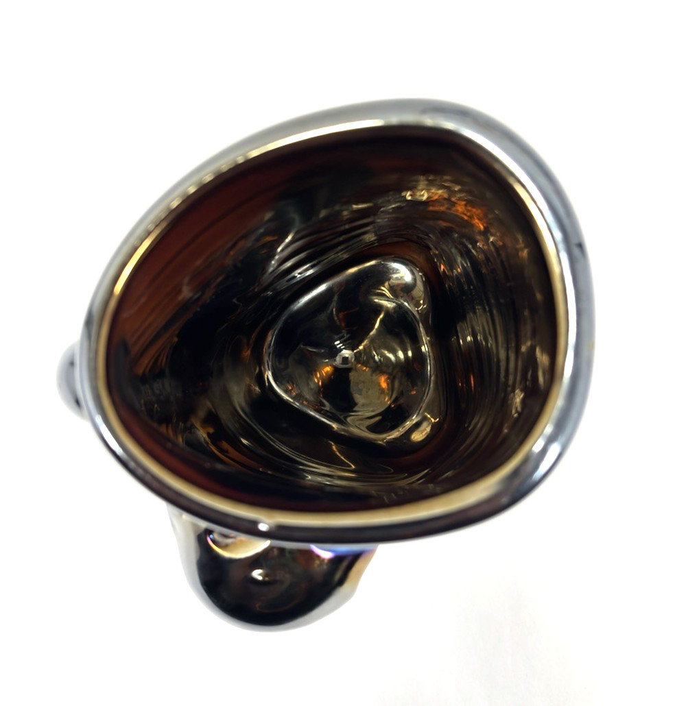 VTG 1978 Norm Thomas Signed Iridescent Metallic Glass Vase Rare 4.5″ x 5.5″ in