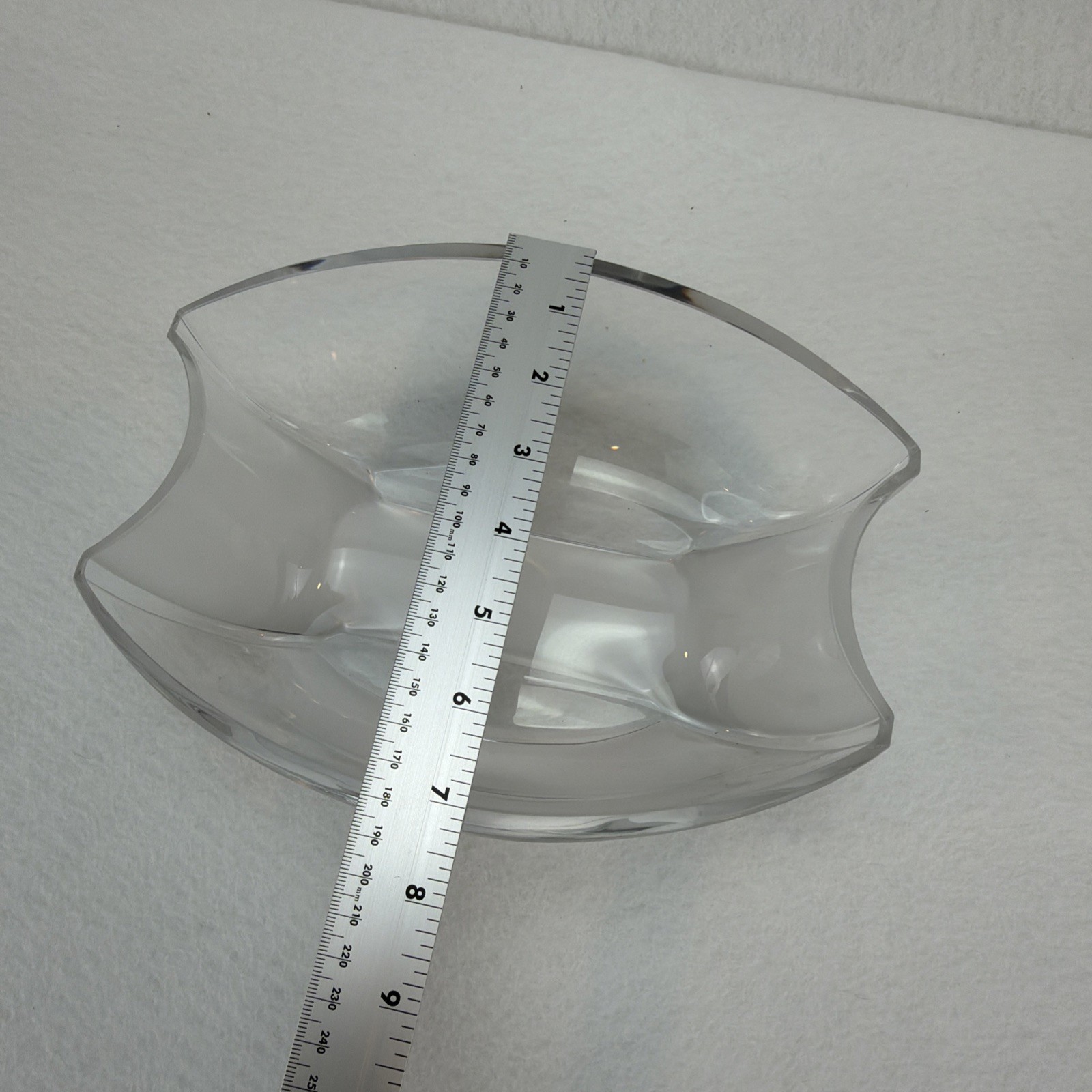 Corba Crystal Bowl Oblong Modernist Style Made in Italy 9.25” W 4” H Heavy