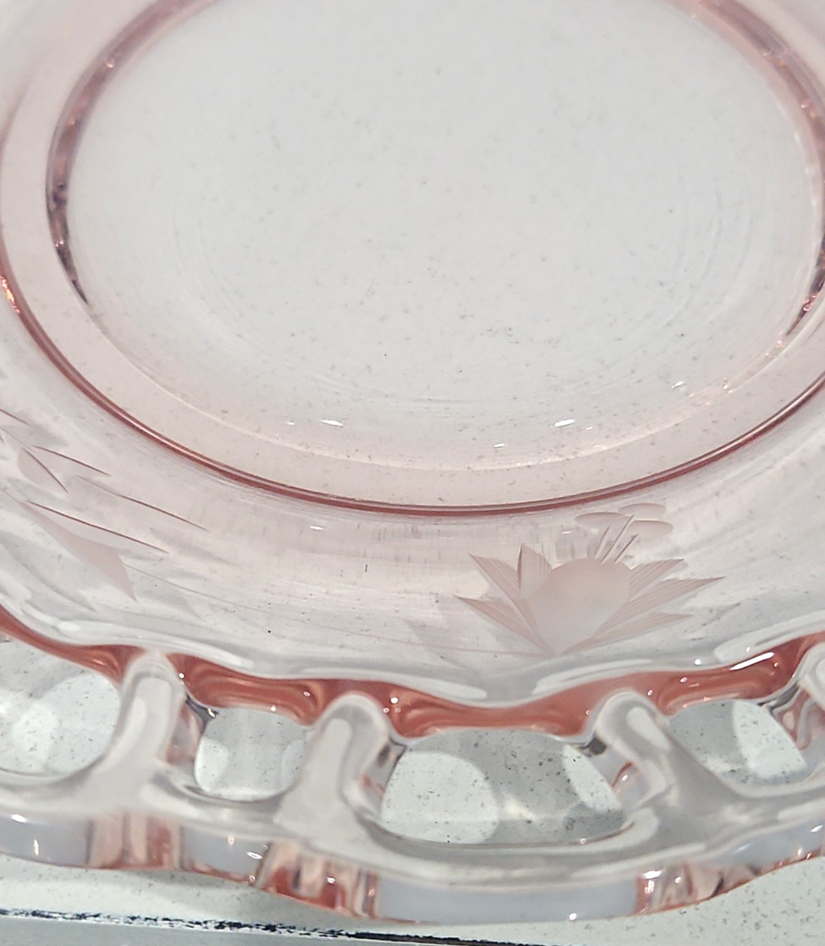 Vintage Pink Depression Glass Plate 8.5” Old Colony Lace Edge Anchor Hocking