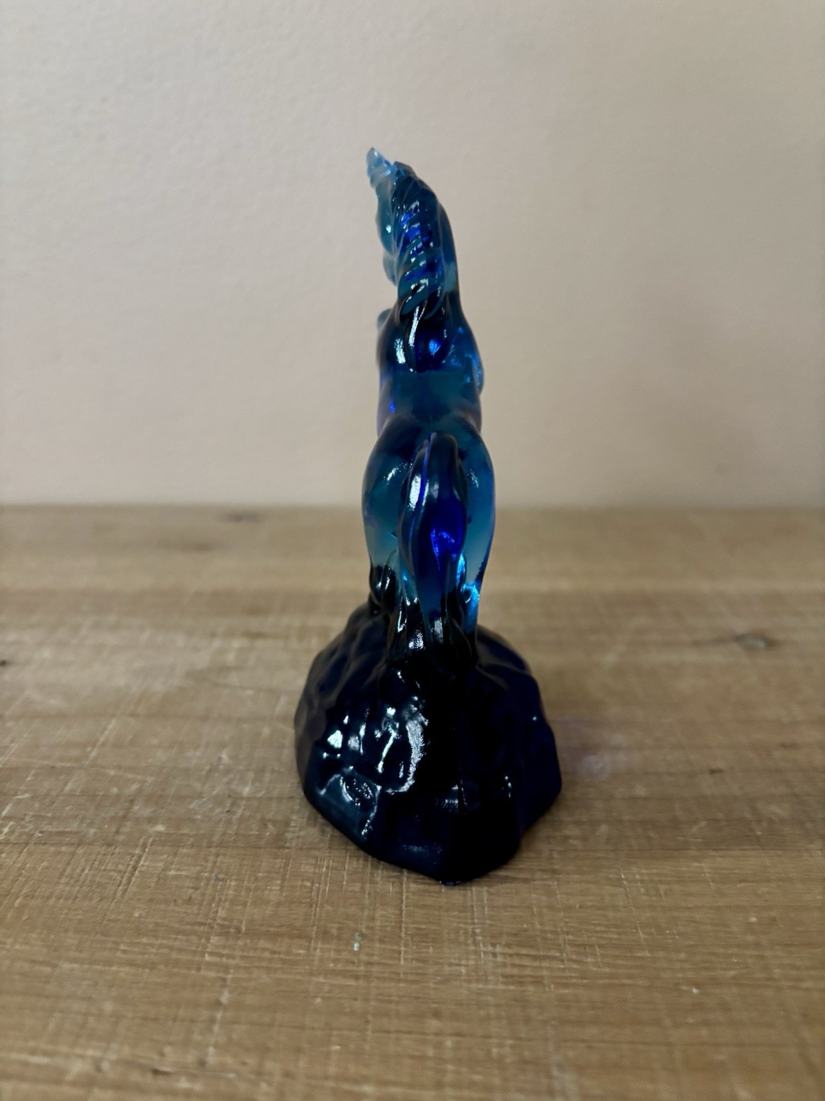 Vintage Fenton Glass Unicorn Cobalt Blue Statue Figurine