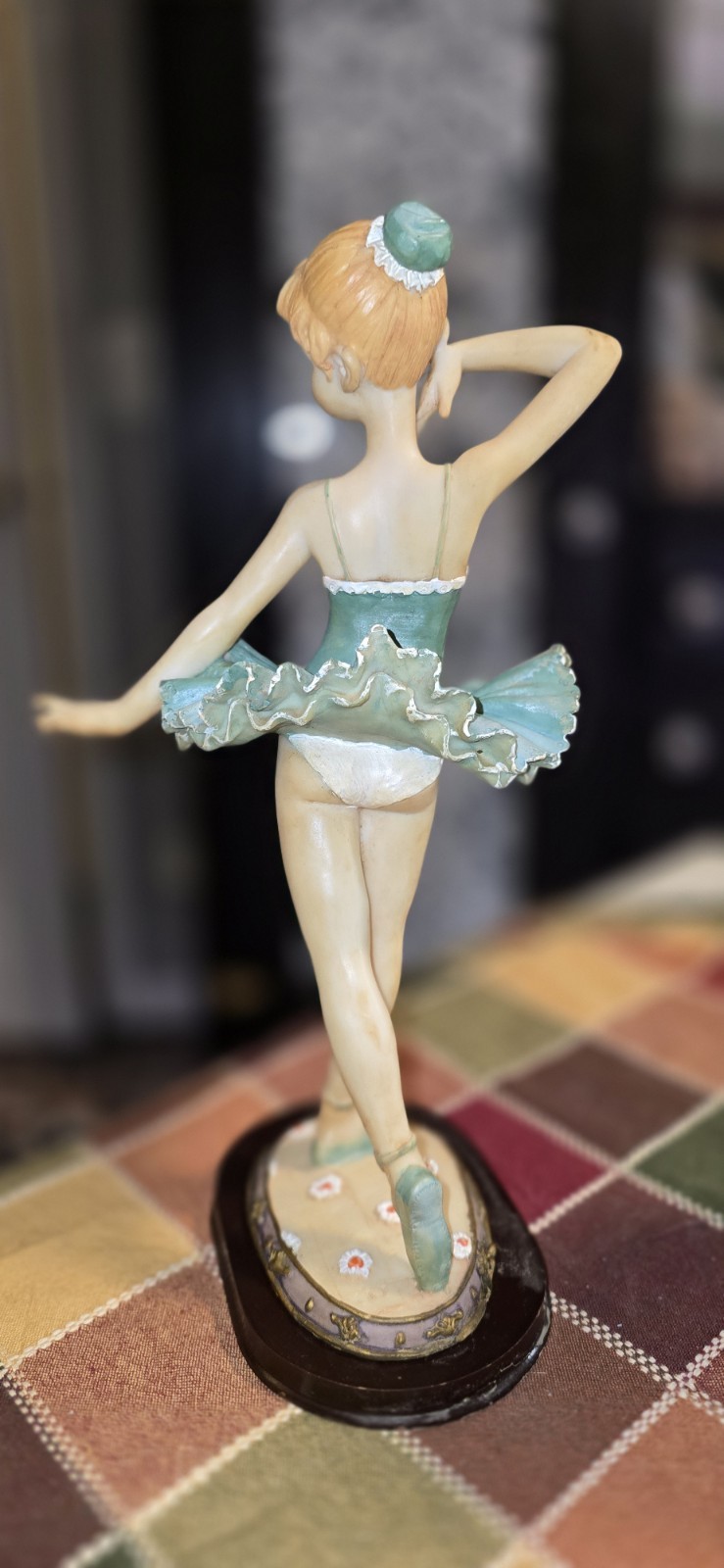 Ceramic Ballerina Figurine Set Hand Painted Pink Blue Glossy Ballet Pottery