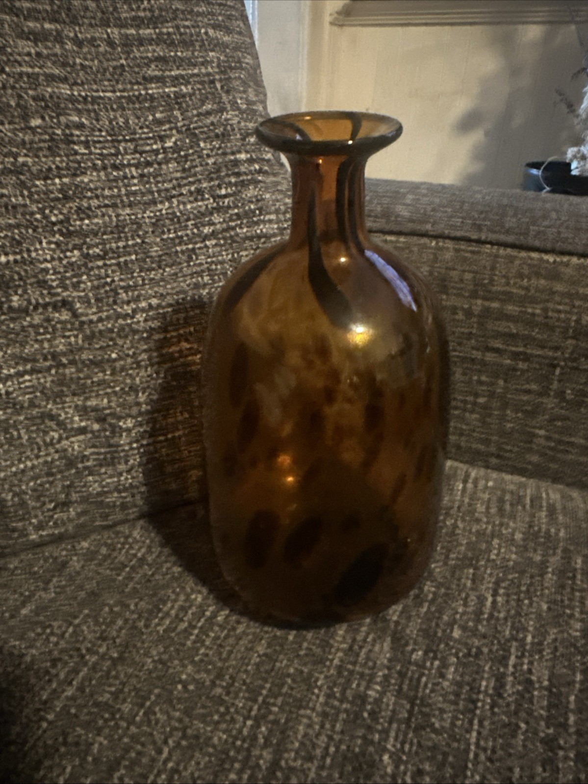 Vintage MCM Tortoise She’ll Hand blown Vase 11.5 Inches Tall