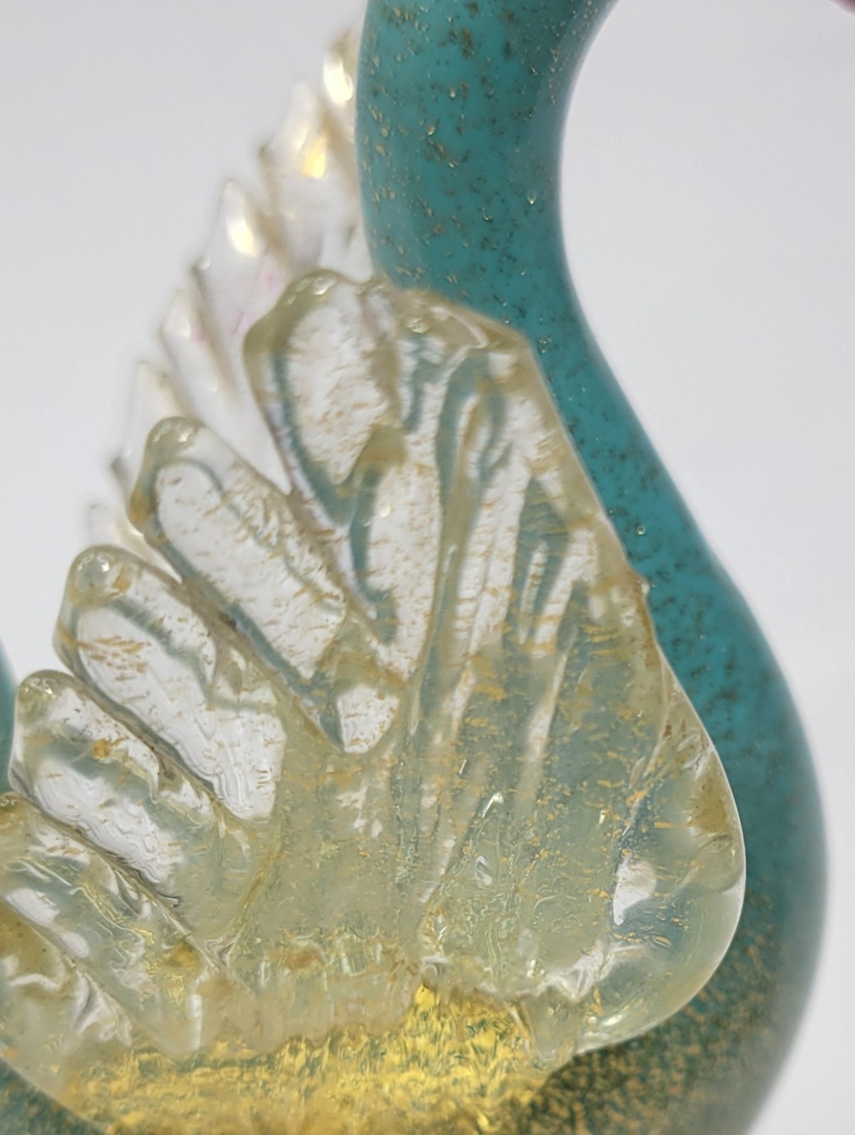 Rare Vintage Murano Blue Swan With Gold Fleck – 4 Inches Tall