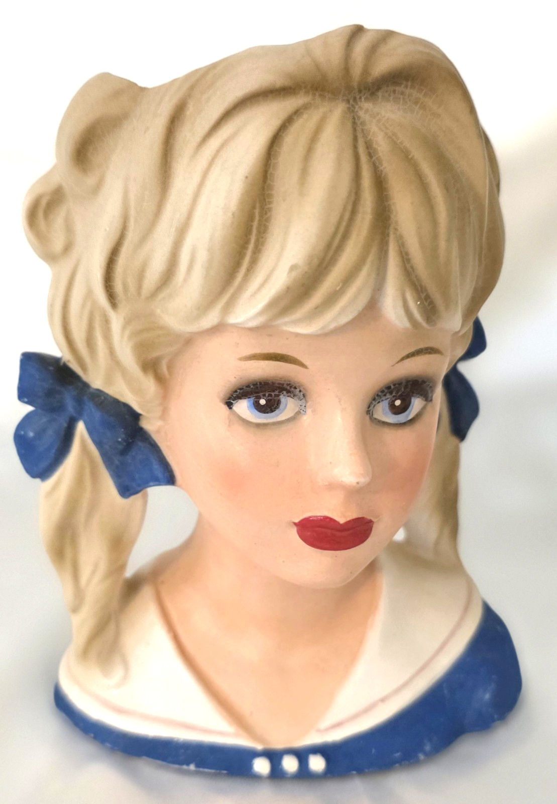 Head Vase Inarco E3838 Blonde Blue Eyes Teen Planter Japan Sticker