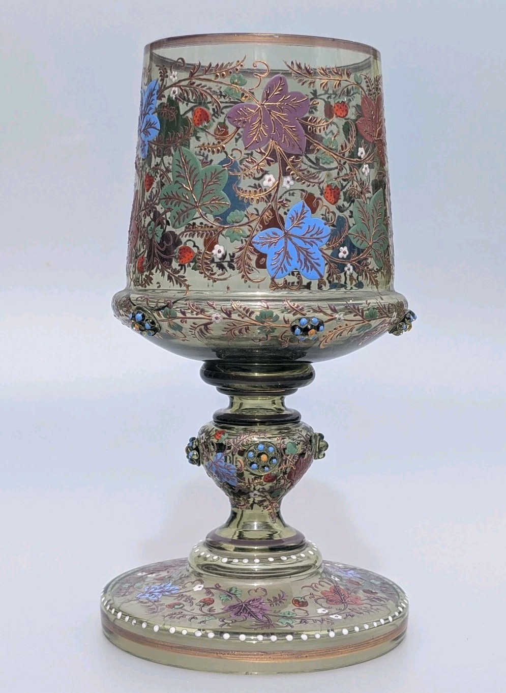 Antique 19th Century Moser Enamelled Glass Goblet Roemer Czech Bohemian