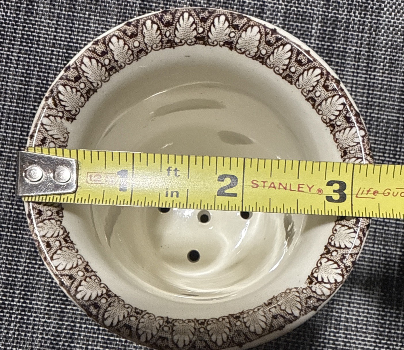 Antique T&R Boote Ironstone Toothbrush Holder Daisy Pattern Brown Transferware