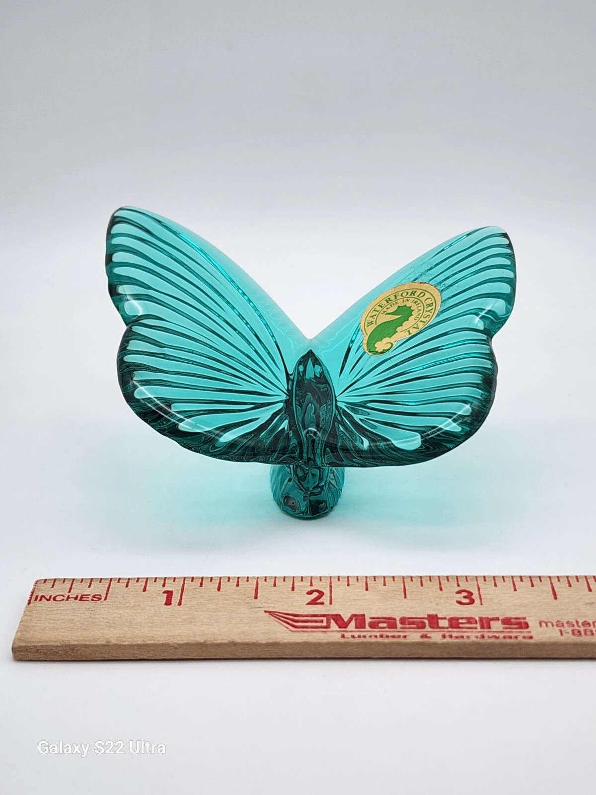 VINTAGE MARKED WATERFORD CRYSTAL BUTTERFLY SEAFOAM GREEN PAPERWEIGHT/FIGURINE !!