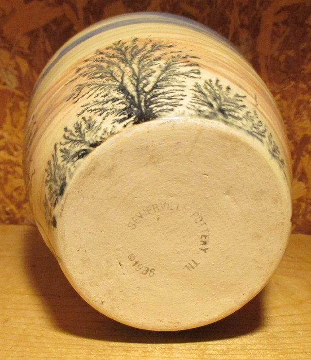 Vintage Sevierville Pottery TN Vase ©1985, Hand Painted Trees/Sky