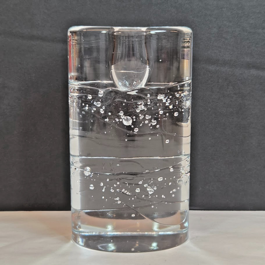Iittala Arkipelago Single Oval Block Glass Candleholder 5.25 x 3 Finland 1970s