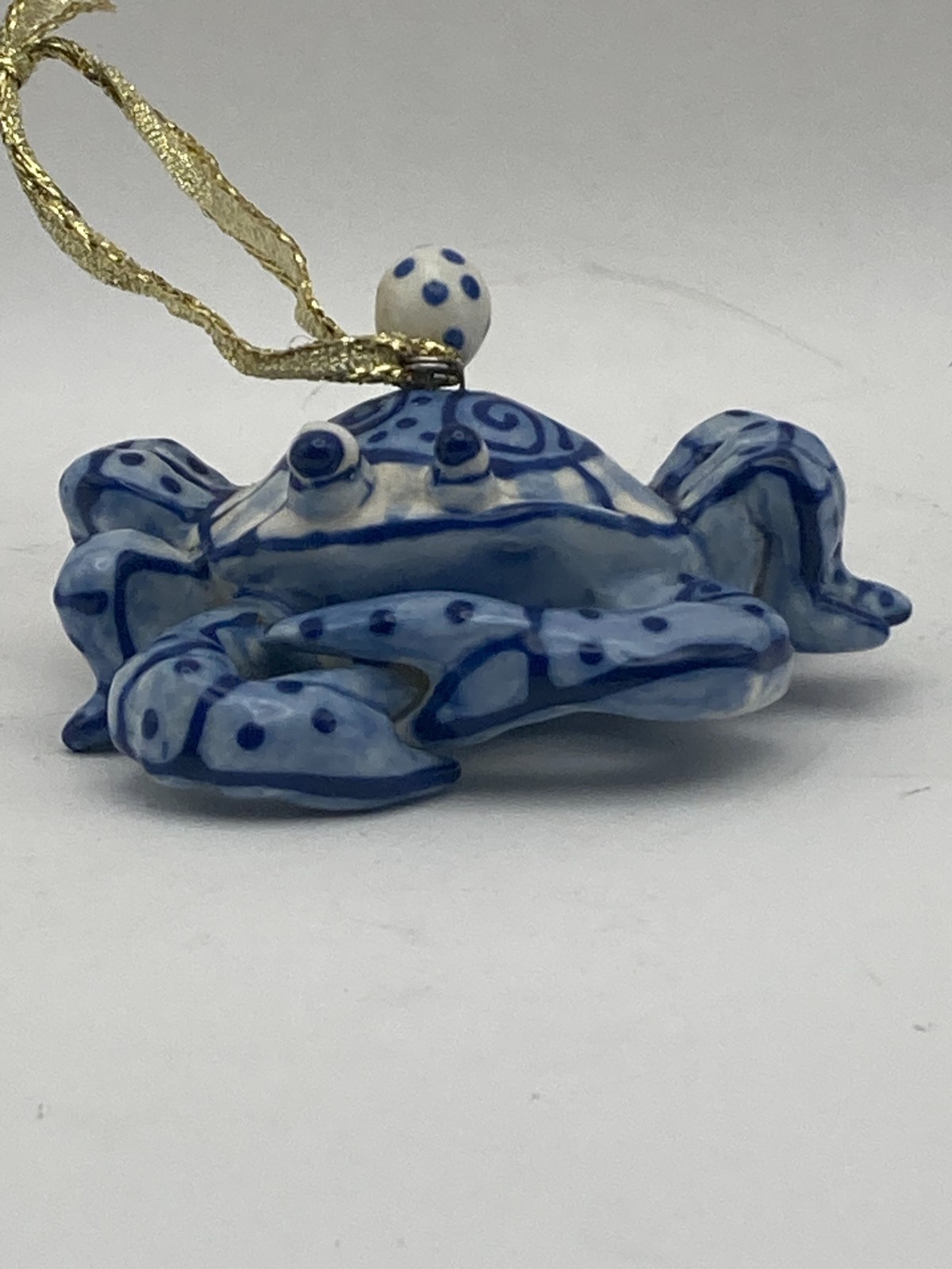 Crab Diane Allen Artware Blue White Crab Ornament Stoneware 2004 Signed