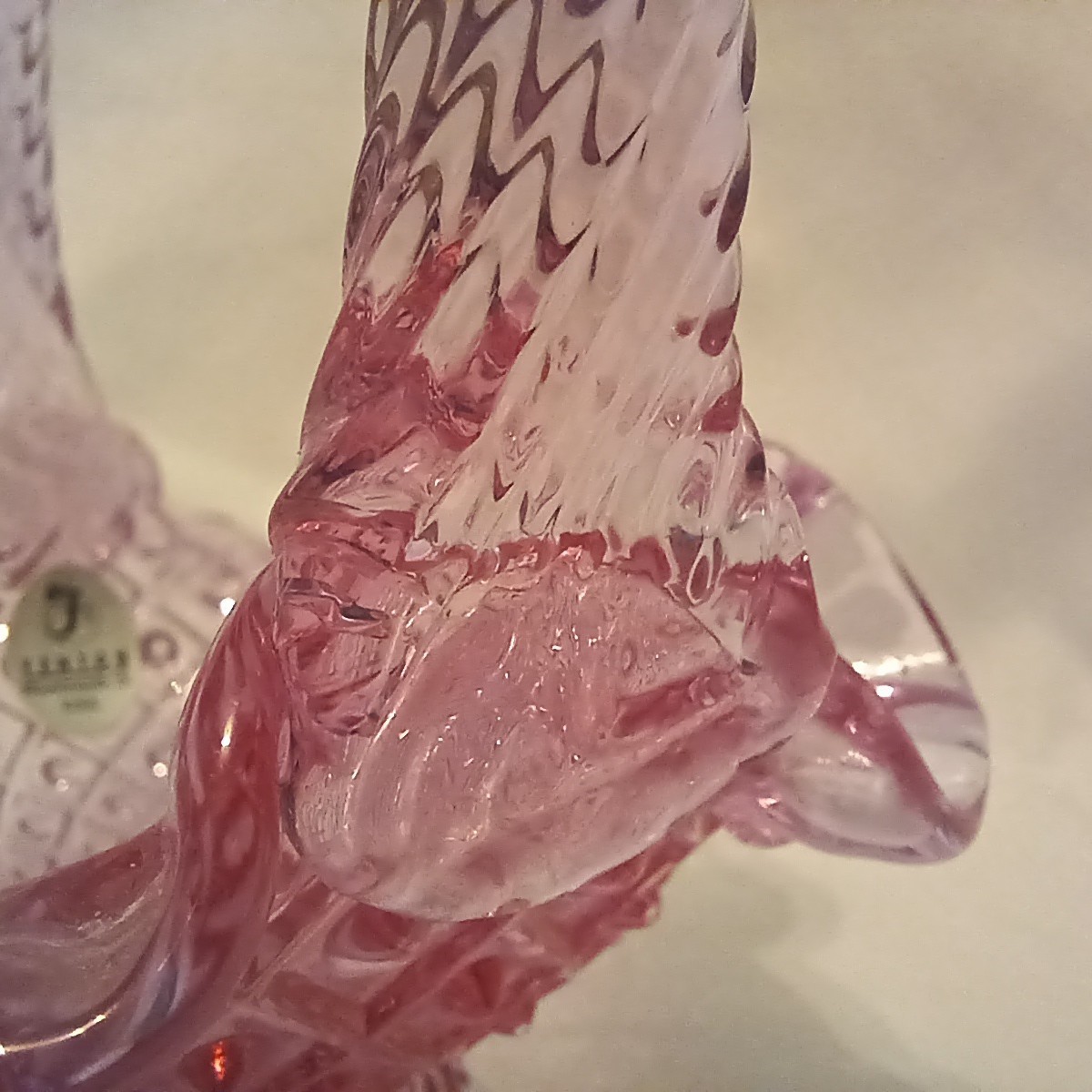 Fenton Art Glass Pressed Pink Diamond Dot Hobnail Pattern Basket with Handle 6″