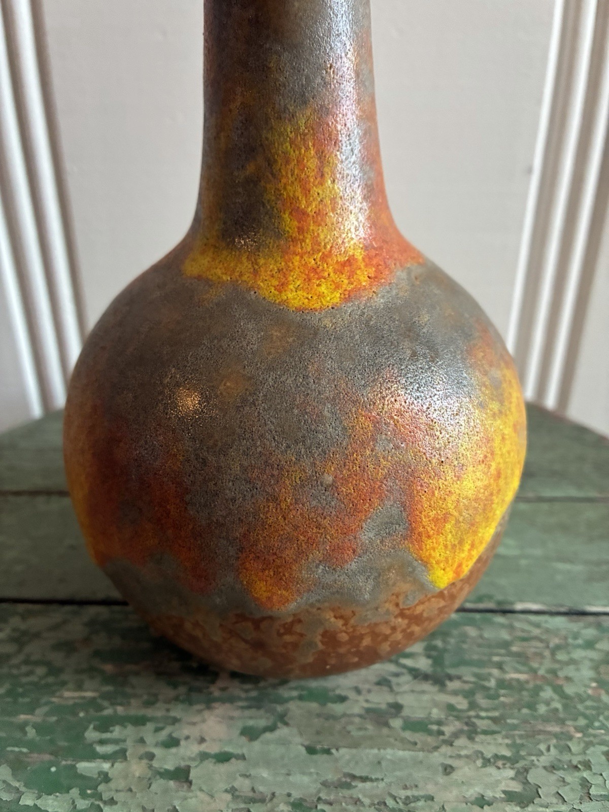 Vintage Royal Haeger Pottery Orange Peel Lava Glaze Vase 9.75”