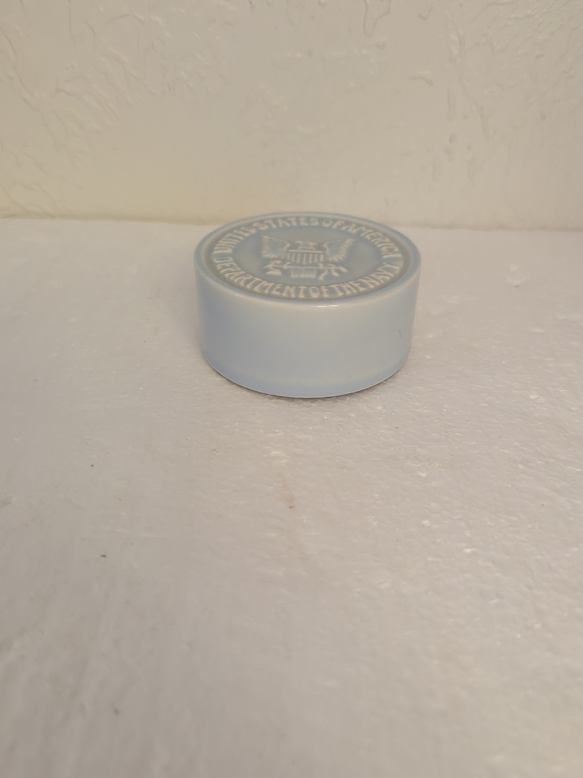 United States of America Department of The Navy Sky Blue Pottery Paperweight