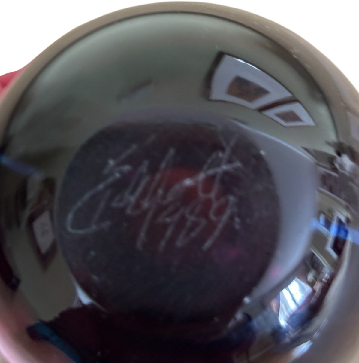 Robert Eickholt Pulled Feather iridescent Purple Amethyst Vase Signed Date 1989