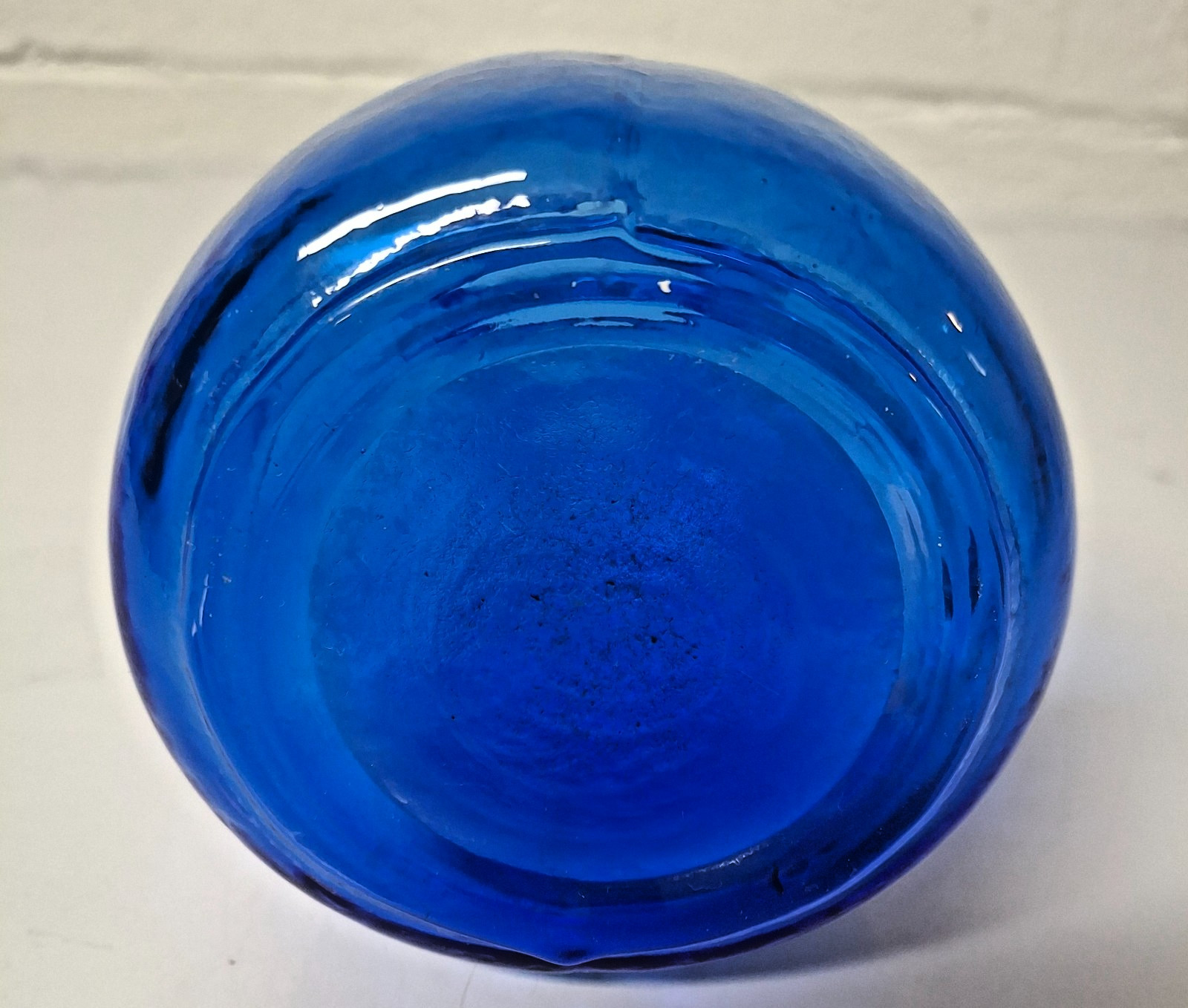 Sea Glas Bruk Kosta Sweden Blue Art Glass Vase 5.75″ Signed Rune Strand. Card
