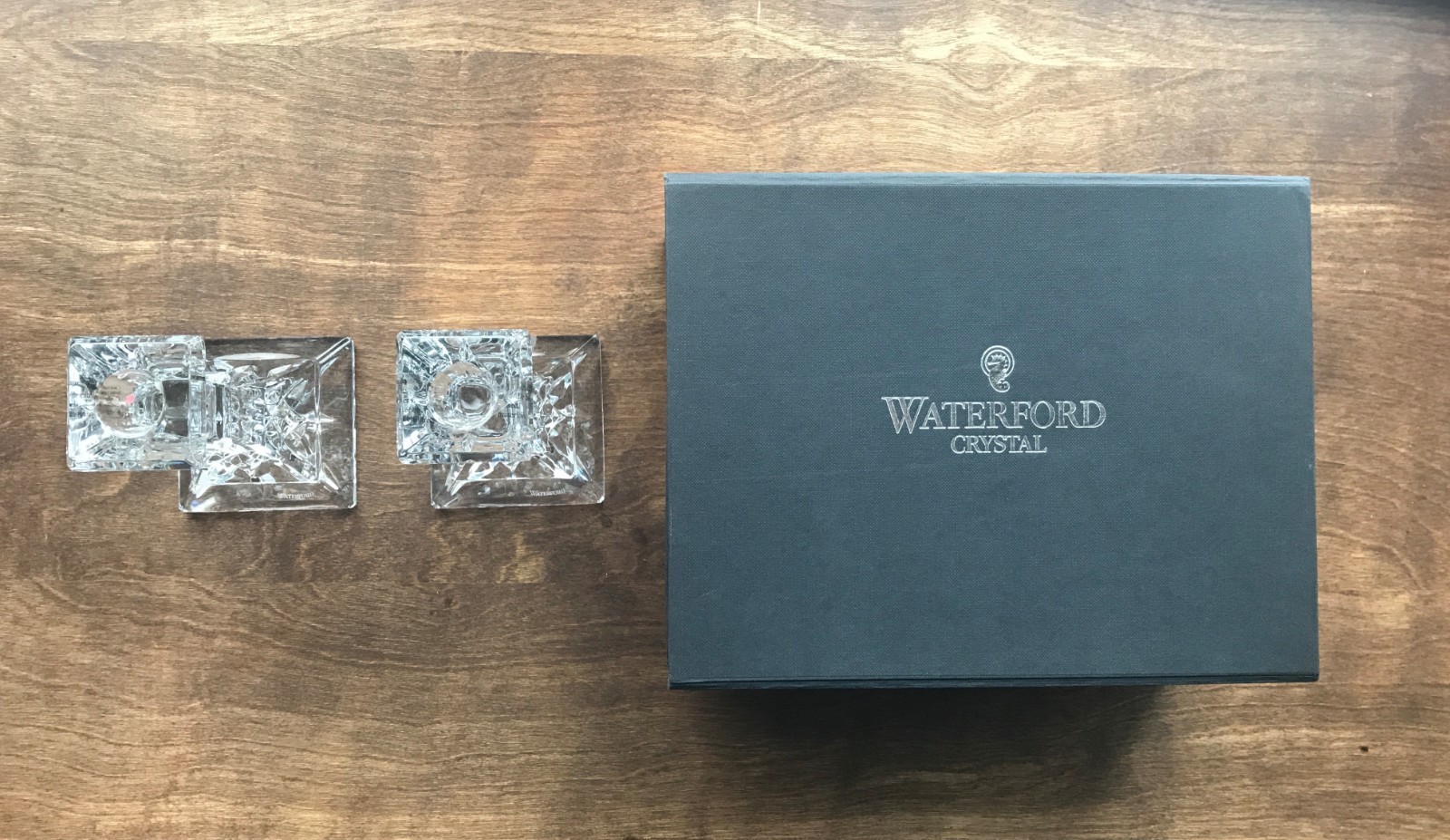 WATERFORD CRYSTAL LISMORE 6″ CRYSTAL CANDLESTICKS SET OF 2 WITH BOX