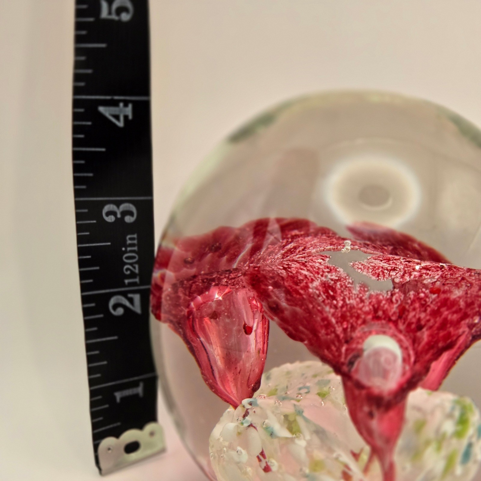 Art Glass Floral Paperweight Pink Flower Studio Glass Sphere almost 4lbs