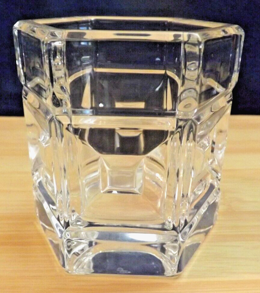 1 ROSENTAL SMALL 6 SIDED CLEAR GLASS VASE WINDOW PANE 3 3/8 IN HIGH GERMANY