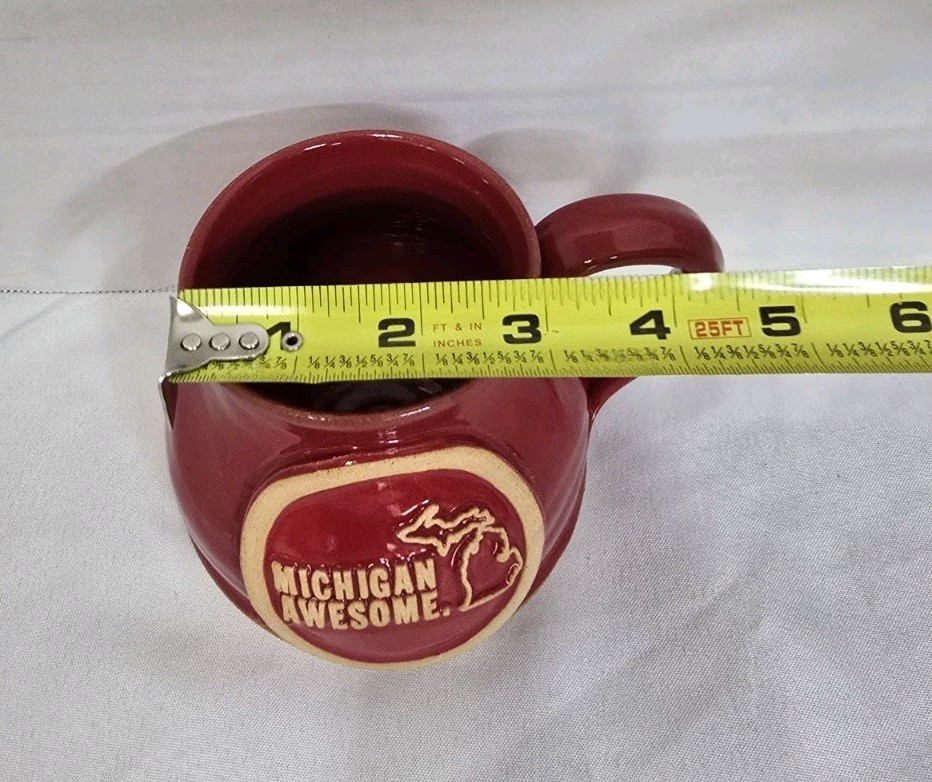 Joshua Mogck Michigan Awesome Mug Red Pottery Ceramic hand Thrown