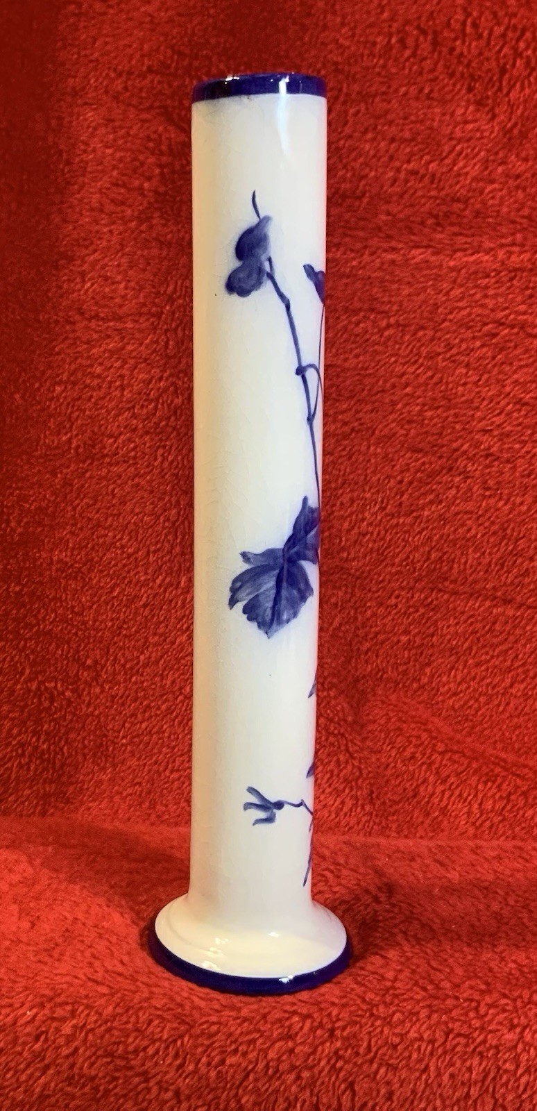 Vintage Rorstrand Bud Vase Sweden 1950s Blue Flower Hand Painted Design…9in.