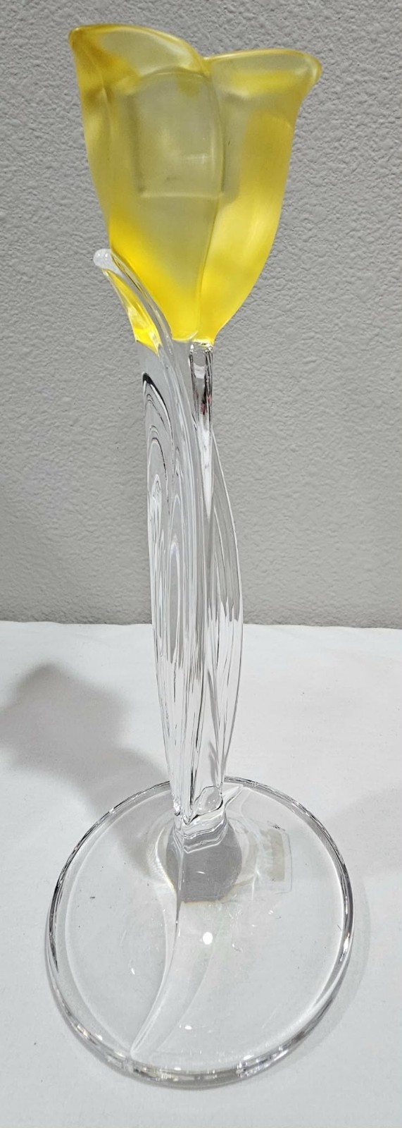 Vintage MIKASA Yellow Spring Aria Lead Crystal Taper Candleholder 8″ Height