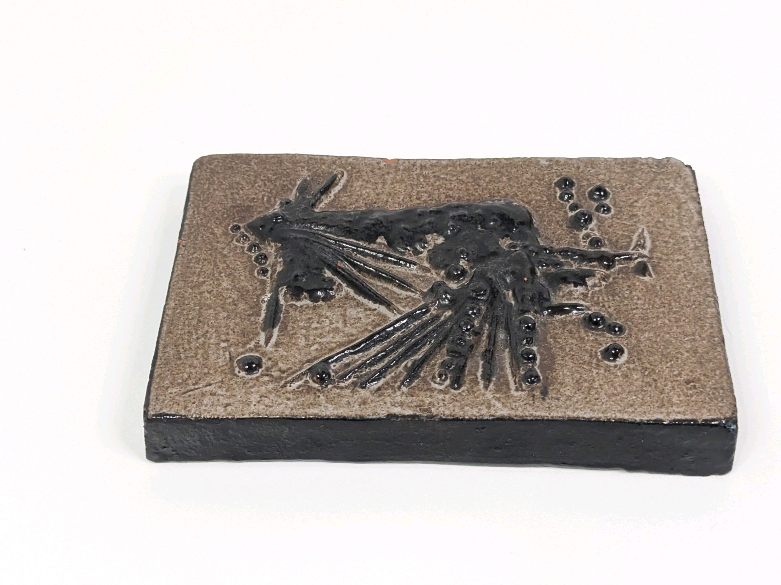 Rooster Ceramic Glaze Art Tile 4″ x 5.75″ x.75″ 1.3 lbs Art Deco Vintage MCM
